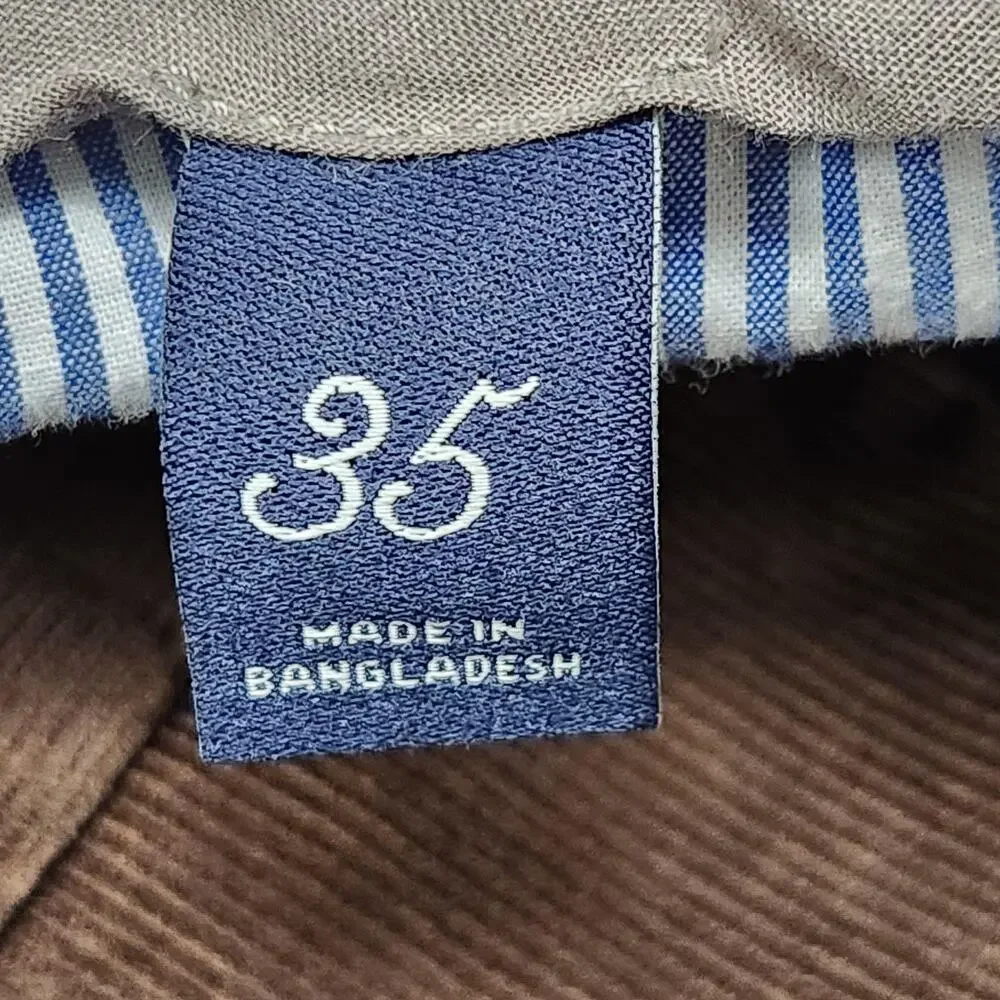 Lands End Pants Mens 35x27 Brown Corduroy Chino Classic Fit Stretch Casual